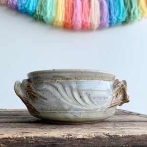 Vintage 80’s Handmade Etched Handled Bowl Bohemian